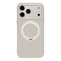 For iPhone 18 Pro Max / 17 Pro Max Case Magnetic Rotatable Kickstand Leather + PC + TPU Phone Cover with Camera Control Button - Grey