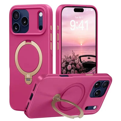 CASEKOO for iPhone 18 Pro Max / 17 Pro Max Case Magnetic Rotatable Kickstand PC + TPU Drop Protection Phone Cover - Pink