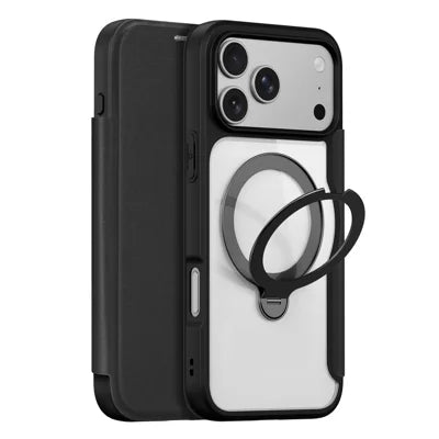 DUX DUCIS for iPhone 18 Pro Max / 17 Pro Max Leather Case  Skin X Pro Series Rotary Kickstand Cover Compatible with MagSafe - Black