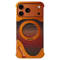 For iPhone 18 Pro Max / 17 Pro Max Case Rotating Magnetic Kickstand Carbon Fiber Texture PC + Metal Shockproof Phone Cover - Orange
