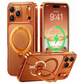 CASEKOO for iPhone 18 Pro Max  / 17 Pro Max Case with 360° Rotating Magnetic Kickstand, TPE + TPU Shockproof Cover, Hands-Free Viewing & Grip - Orange