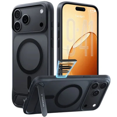 TORRAS Ostand L1 Series For iPhone 18 Pro Max / 17 Pro Max Case Kickstand TPU + PC Phone Cover Magnetic Case - Black