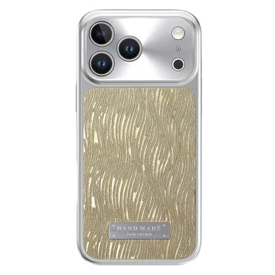For iPhone 18 Pro Max / 17 Pro Max Magnetic Case Flowing Water Ripple TPU+PC Shockproof Phone Cover Compatible With Magsafe - Gold