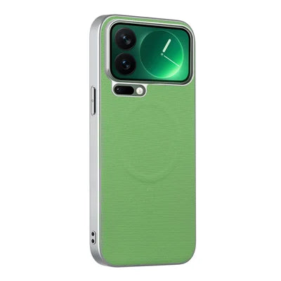 For iPhone 18 Pro Max / 17 Pro Max Magnetic Case Fine Grid Texture Leather + PC + TPU Phone Cover - Green