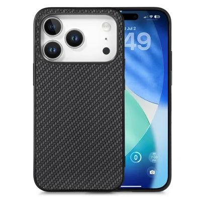 For iPhone 18 Pro Max / 17 Pro Max Case Carbon Fiber Texture PU Leather + PC + TPU Phone Cover - Black