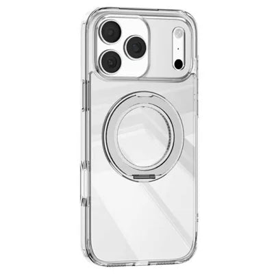 MUTURAL for iPhone 18 Pro Max / 17 Pro Max Case with Magnetic Rotatable Kickstand PC + TPU Clear Phone Cover - Transparent