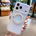 For iPhone 18 Pro Max / 17 Pro Max Case Rotating Magnetic Kickstand Iridescent PC + TPU IMD Phone Cover - White