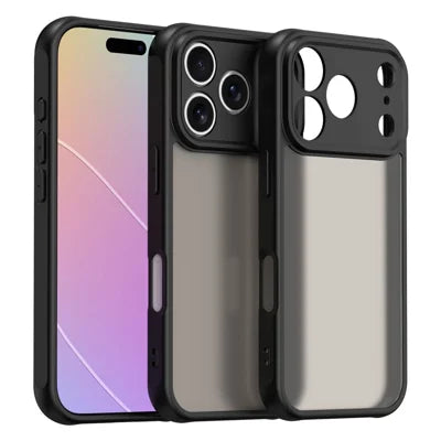 For iPhone 18 Pro Max  /  17 Pro Max Case Drop Proof Airbags Frosted Translucent PC + TPU Phone Back Cover - Black