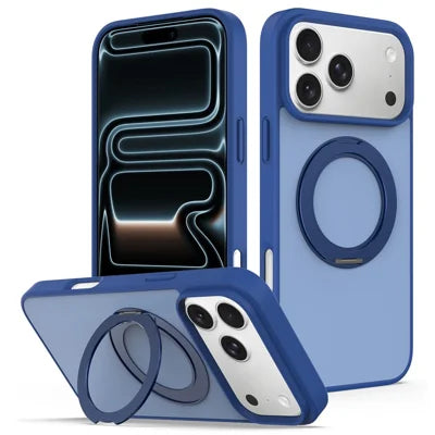 For iPhone 18 Pro Max  /  17 Pro Max Case with Rotating Magnetic Kickstand PC + TPU Skin-Touch Phone Cover - Sapphire