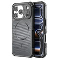 For iPhone 18 Pro Max  /  17 Pro Max Magnetic Case Carbon Fiber Texture PC + TPU Corner Protection Phone Cover - Black