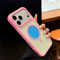 For iPhone 18 Pro Max / 17 Pro Max Magnetic Case Contrast Design 2 in 1 PC + TPU Matte Phone Cover - Pink