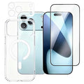 For iPhone 18 Pro Max Phone Case Compatible with MagSafe with Tempered Glass Screen Film + Clear Lens Film - Transparent