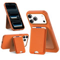 For iPhone 18 Pro Max Magnetic Case Tech Fabric + TPU Card Holder Kickstand Phone Cover - Orange