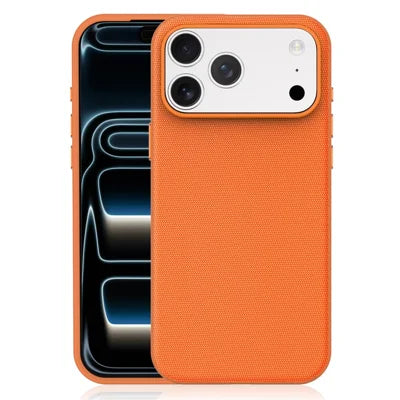 For iPhone 18 Pro Max Magnetic Case Tech Fabric Coated TPU + PC Anti-Drop Phone Cover - Orange