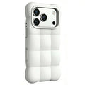 For iPhone 18 Pro Max / 17 Pro Max Case Quilted Grid Liquid Silicone + PC Shockproof Phone Cover with AI Button - White