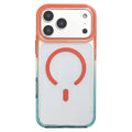 For iPhone 18 Pro Max / 17 Pro Max Magnetic Case Dual Color PC + TPU Crystal Clear Back Phone Cover - Orange+Sky Blue