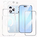 For iPhone 18 Pro Max Magnetic Case PC + TPU Clear Phone Cover + 2Pcs Camera Protector + 1Pc HD Clear Screen Film + 1Pc Silk Print Screen Film - Transparent