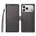  BETOPNICE for iPhone 18 Pro Max / iPhone 17 Pro Max 006 Case RFID Blocking Wallet Stand Leather Phone Cover with Wrist Strap - Black