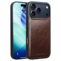 QIALINO for iPhone 18 Pro Max / 17 Pro Max Case Genuine Cow Leather + TPU Shockproof Protective Back Cover - Brown