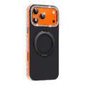 For iPhone 18 Pro Max  /  17 Pro Max Case Compatible with MagSafe Rhinestone Camera Frame IMD PC+TPU Phone Cover with Rotating Kickstand - Black