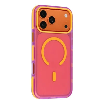 For iPhone 18 Pro Max / 17 Pro Max Magnetic Case PC + TPU Dual-Layer Shockproof Anti-Slip Phone Cover with Metal Buttons - Purple