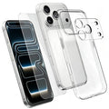 For iPhone 18 Pro Max Case 3 in 1 TPU Clear Phone Cover with High Aluminium-silicon Glass Screen Protector + Lens Protector - Transparent