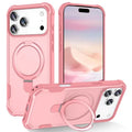 For iPhone 18 Pro Max  /  17 Pro Max Magnetic Case Kickstand TPU + PC Shockproof Phone Back Cover - Pink