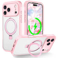 For iPhone 18 Pro Max  /  17 Pro Max Case Skin Touch Solid Color TPU + PC Phone Cover with Magnetic Kickstand - Pink