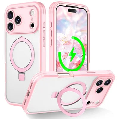 For iPhone 18 Pro Max  /  17 Pro Max Case Skin Touch Solid Color TPU + PC Phone Cover with Magnetic Kickstand - Pink