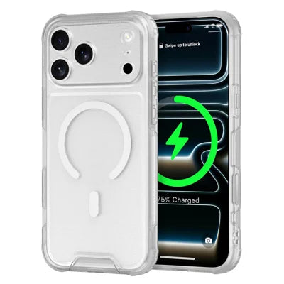 For iPhone 18 Pro Max / 17 Pro Max Magnetic Case Frosted PC + TPU Shockproof Anti-Fingerprint Phone Cover - Translucent