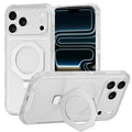 For iPhone 18 Pro Max / 17 Pro Max Case Hexagonal Kickstand Frosted PC + TPU Shockproof Phone Cover - Translucent