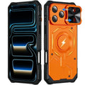 For iPhone 18 Pro Max Magnetic Case with Sliding Lens Cover TPU + PC Dual-Layer Shockproof Phone Shell - Orange