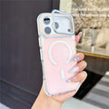 For iPhone 18 Pro Max / 17 Pro Max Magnetic Case Camera Cover Kickstand TPU + Acrylic Dual Layer Shockproof Phone Shell - White