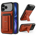 FORWENW F9 Series for iPhone 18 Pro Max / 17 Pro Max Case PU Leather + TPU RFID Blocking Card Holder Kickstand Phone Cover - Orange