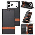 N.BEKUS P5 Series for iPhone 18 Pro Max  /  17 Pro Max Leather Case Dual Color Stitching RFID Blocking Wallet Phone Cover - Black