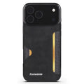 FORWENW F5 Series For iPhone 18 Pro Max  /  17 Pro Max Case Card Holder Leather+TPU Phone Case - Black