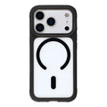 For iPhone 18 Pro Max / 17 Pro Max Magnetic Case Airbag Cushioning TPU + Acrylic Transparent Back Protective Cover with AI Camera Button - Black