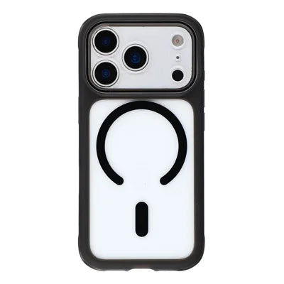 For iPhone 18 Pro Max / 17 Pro Max Magnetic Case Airbag Cushioning TPU + Acrylic Transparent Back Protective Cover with AI Camera Button - Black