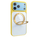 For iPhone 17 Pro Max / 18 Pro Max Case Compatible with MagSafe Color Block PC+TPU Phone Cover with Rotating Kickstand  - Yellow+White+Blue