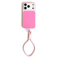 For iPhone 18 Pro Max / 17 Pro Max Case Contrast Color PC + TPU Phone Cover with Detachable Woven Lanyard - Pink + White