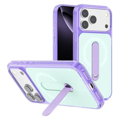 For iPhone 18 Pro Max / 17 Pro Max Magnetic Case with Rotating Kickstand TPU + PC Drop Protection Phone Cover - Purple