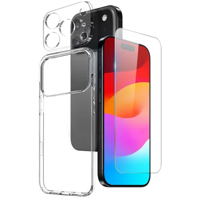 NORTHJO For iPhone 18 Pro Max TPU Phone Case Set with Front Screen Protector + Lens Film - Transparent