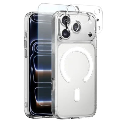NORTHJO For iPhone 18 Pro Max Magnetic Case PC + TPU Phone Cover Set with Front Screen Protector + Lens Film