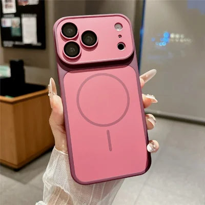 For iPhone 18 Pro Max  /  17 Pro Max Magnetic Case Matte Skin Touch PC + TPU Shockproof Phone Cover - Cherry Red