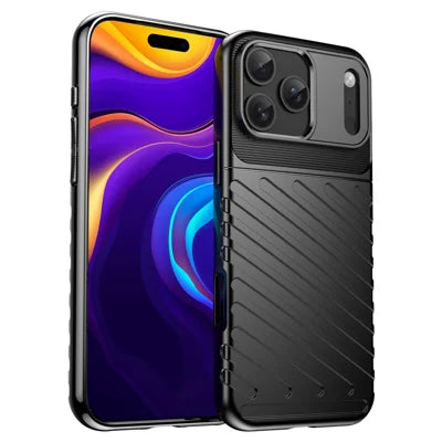 For iPhone 18 Pro Max / 17 Pro Max Case Twill Texture TPU Shockproof Protective Phone Cover - Black