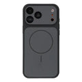 For iPhone 18 Pro Max / 17 Pro Max Magnetic Case Grid Texture TPU + PC Phone Cover with Integrated Tempered Glass Lens Protector - Black
