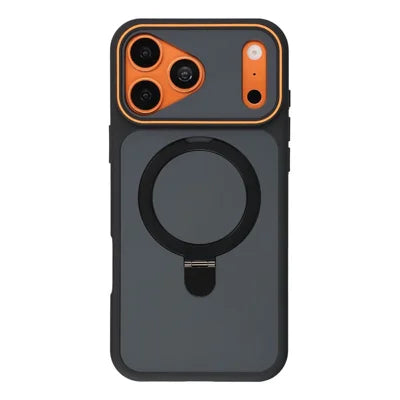 For iPhone 18 Pro Max / 17 Pro Max Case Magnetic Kickstand TPU + PC Dual Color Phone Protective Cover - Black
