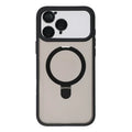 For iPhone 18 Pro Max / 17 Pro Max Case Foldable Kickstand TPU + PC Frosted Phone Cover with Camera Lens Protector - Black