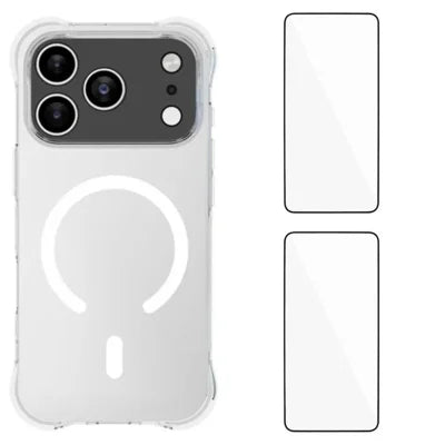  WANLONFENG for iPhone 18 Pro Max WL1 Series 2.0mm Magnetic Case Clear TPU Phone Back Cover with 2Pcs Screen Films - Transparent