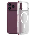 LEREACH TOC Series for iPhone 18 Pro Max / 17 Pro Max Magnetic Case Flowing Grid PC Phone Cover - Cherry Red